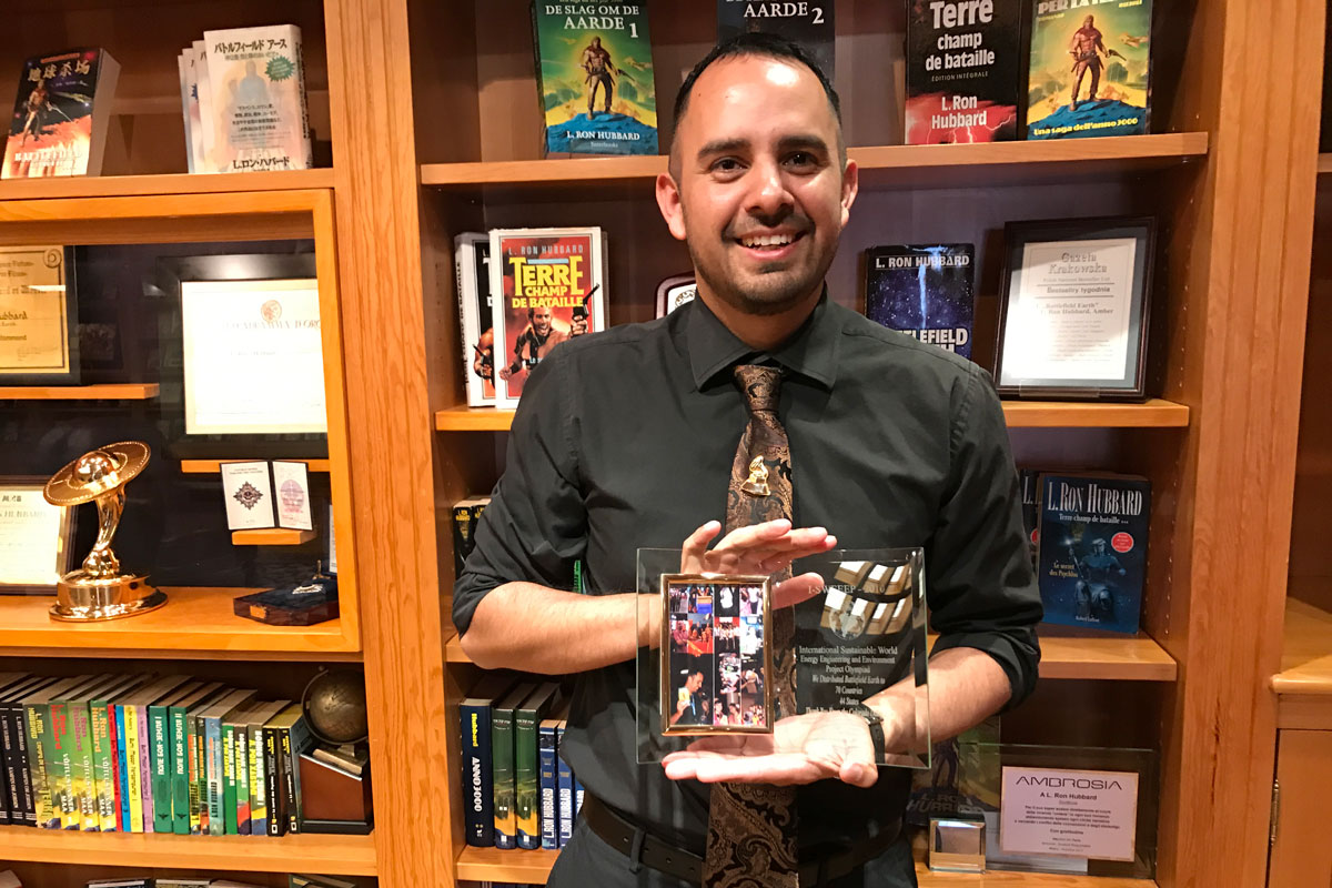 Diego Martinez at the L. Ron Hubbard Library in Hollywood, California