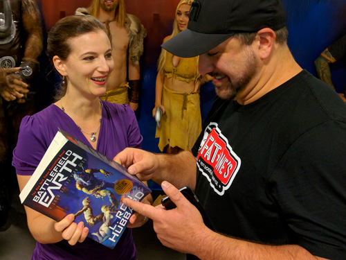 Emily from Galaxy with Joey Fatone