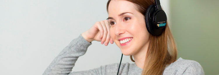 Girl listening to an audiobook