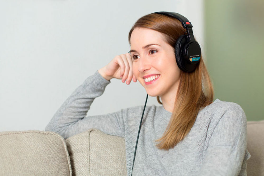 Girl listening to an audiobook